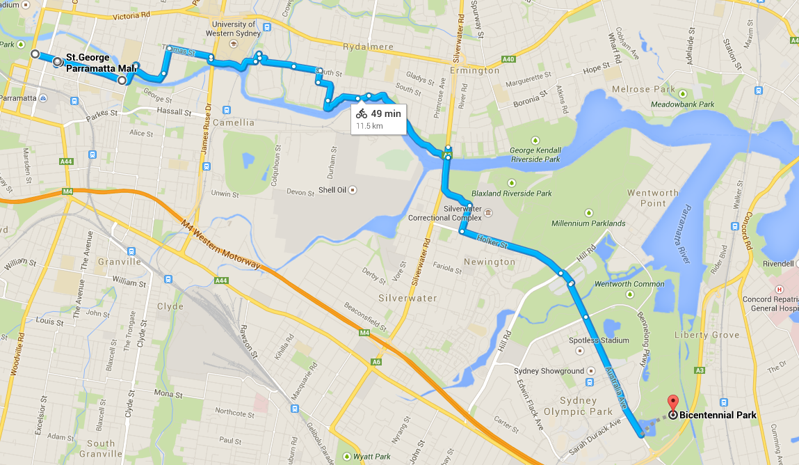 parramatta river cycleway map